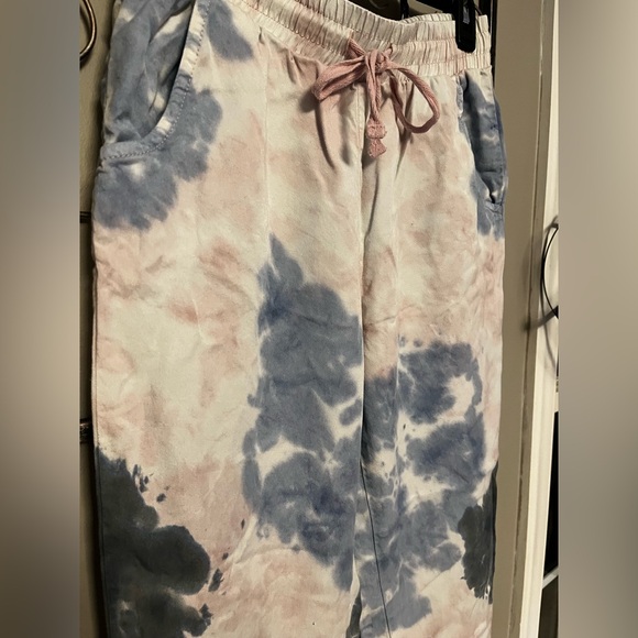 Dex Black Tape Linen Jogger Pants Pink Blue Cloud with custom black $80 - Picture 5 of 10